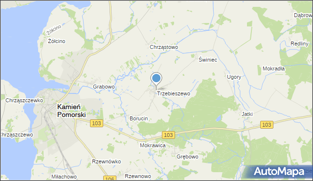 mapa Trzebieszewo, Trzebieszewo na mapie Targeo